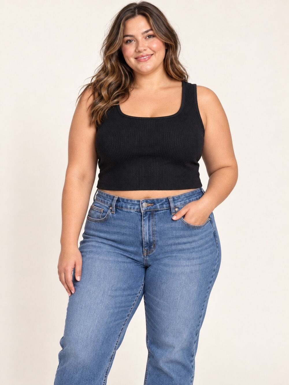 Gentle Fawn Dorothy Black Ribbed Knit Cropped Tank Top Plus Size 2X NWT